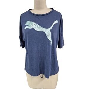 Puma blue cotton T-shirt Large Puma logo super soft Sz M/L